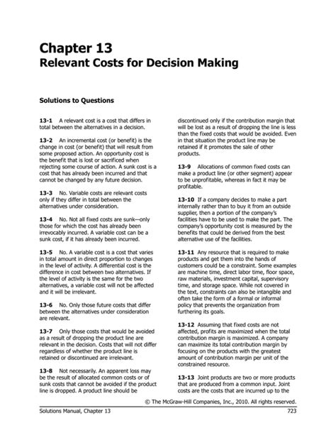 Download Chapter 13 Relevant Costs For Decision Making 