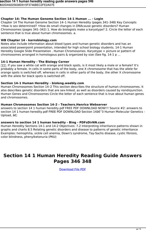 Read Chapter 14 1 Human Heredity Answer Key Pages 346 348 