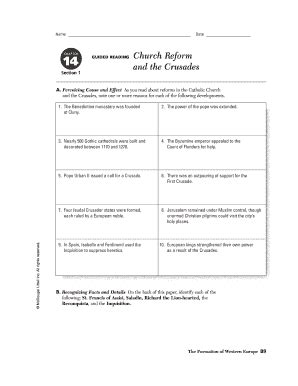 Read Online Chapter 14 Section 1 Guided Reading Church Reform And The Crusades Answer Key 