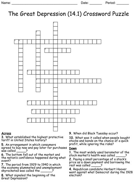 Download Chapter 14 The Great Depression Begins Crossword Puzzle Answer Key 