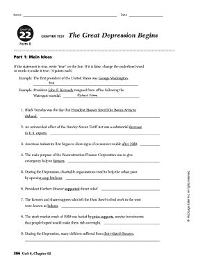Read Online Chapter 14 The Great Depression Test 