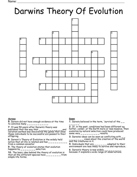 Download Chapter 15 Darwin Theory Of Evolution Crossword Puzzle Answers 