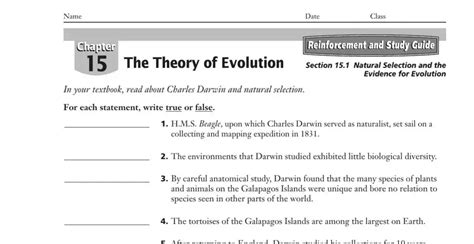 Download Chapter 15 Darwin Theory Of Evolution Worksheet Answers 