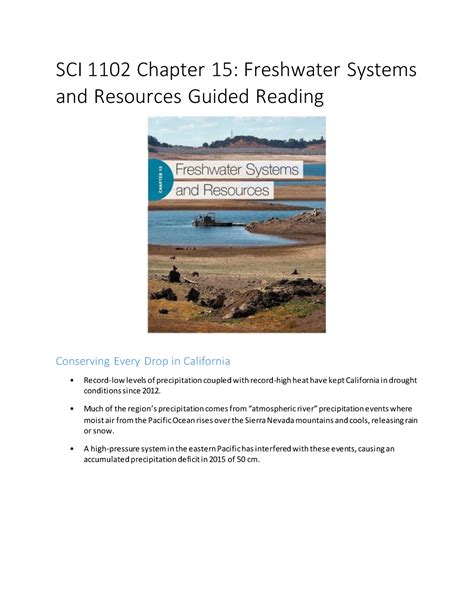 Read Online Chapter 15 Reading Guide Ap Envirnmental Science Freshwater Systems And Resources 