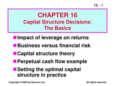 Read Chapter 16 Capital Structure Decisions The Basics 