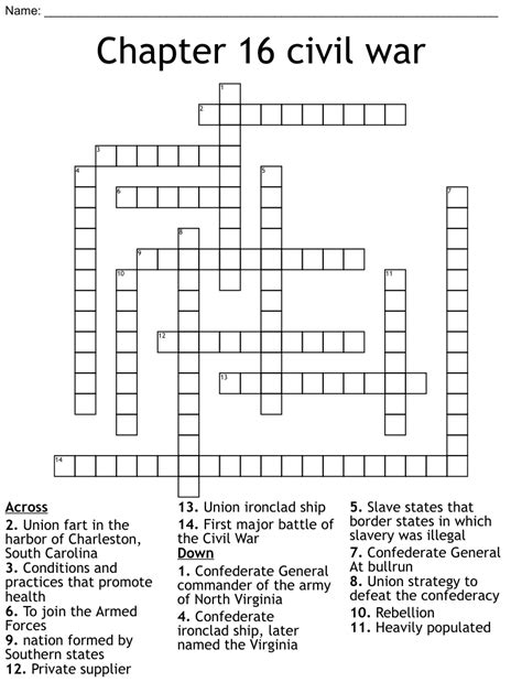 Read Chapter 16 The Civil War Crossword Puzzle 