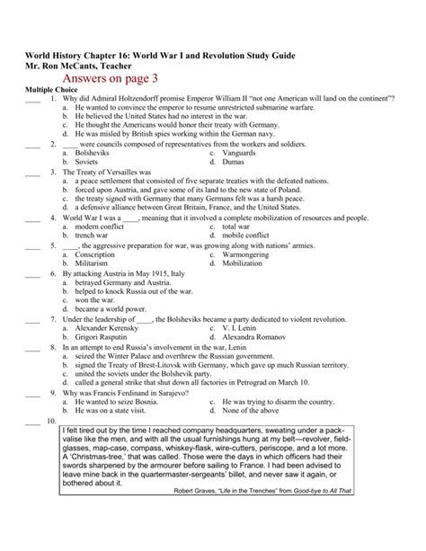 Read Online Chapter 16 World War 1 