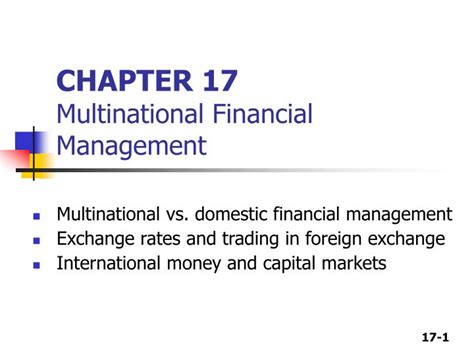 Read Online Chapter 17 Multinational Financial Management 