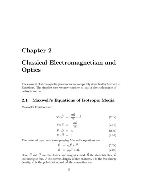 Download Chapter 2 Classical Electromagnetism And Optics 