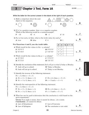 Read Online Chapter 2 Test Form 2A 