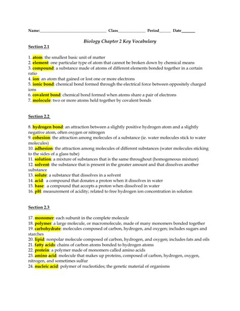 Read Online Chapter 2 Vocabulary Review Worksheet 