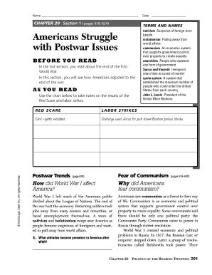 Read Chapter 20 Section 1 Americans Struggle With Postwar Issues Answers 