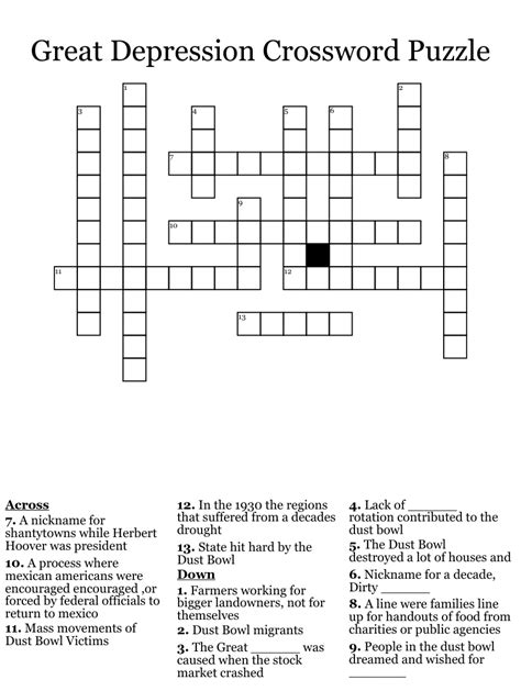 Read Chapter 22 The Great Depression Begins Crossword Puzzle Answers 
