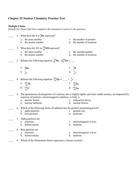 Download Chapter 25 Nuclear Chemistry Practice Problems Answer Key 