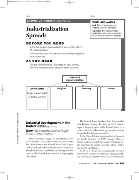 Full Download Chapter 25 Section 3 Guided Reading Industrialization Spreads 