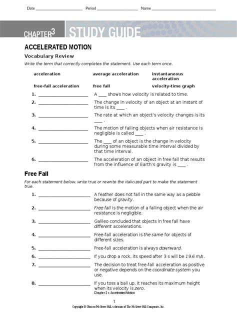 Read Online Chapter 3 Accelerated Motion Study Guide Answers 