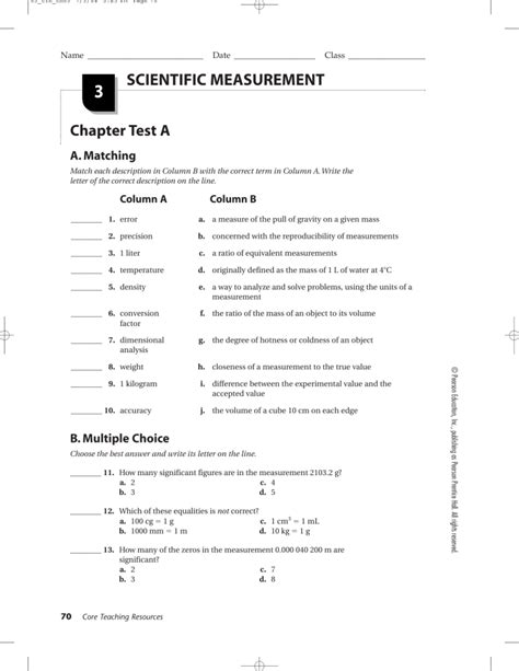 Download Chapter 3 Scientific Measurement Test 