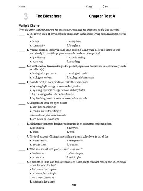 Download Chapter 3 The Biosphere Test Answer Key 