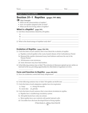 Full Download Chapter 31 Reptiles And Birds Pearson Answers 