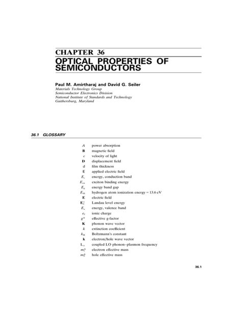 Read Online Chapter 36 Optical Properties Of Semiconductors 