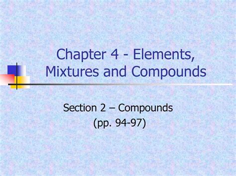 Read Online Chapter 4 Elements Compounds And Mixtures 
