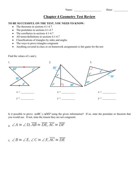 Read Chapter 4 Geometry Test 