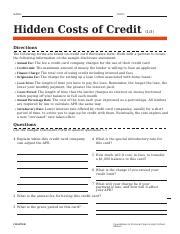 Download Chapter 4 Student Activity Sheet Hidden Costs Of Credit Answers 
