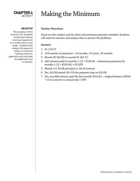 Read Online Chapter 4 Student Activity Sheet Making The Minimum 