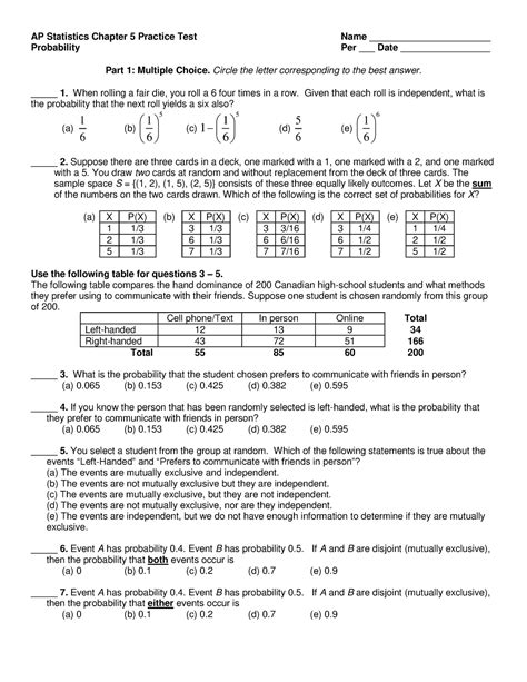 Read Chapter 5 Ap Statistics Test 