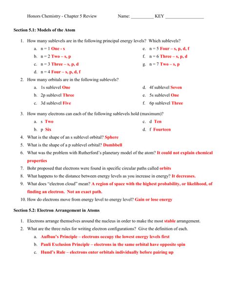 Read Online Chapter 5 Electrons In Atoms Test Answers 
