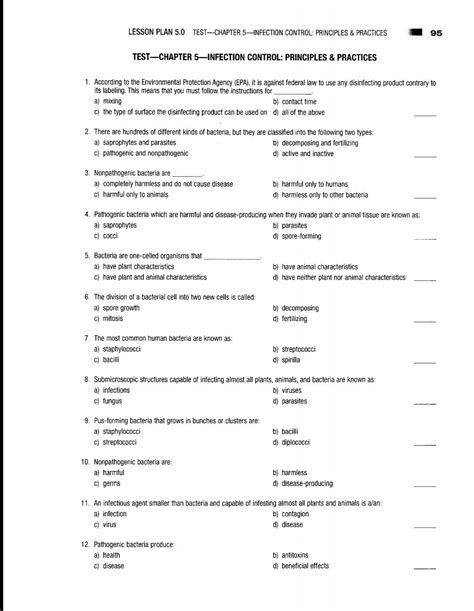 Download Chapter 5 Infection Control Test 
