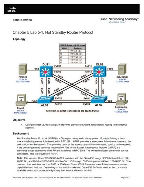 Read Chapter 5 Lab 5 1 Hot Standby Router Protocol 