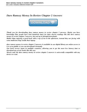 Full Download Chapter 5 Money In Review Answers Dave Ramsey 