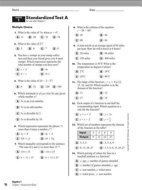 Download Chapter 5 Response Test B Holt Mathematics 