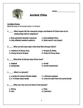 Read Online Chapter 6 Ancient China Test 