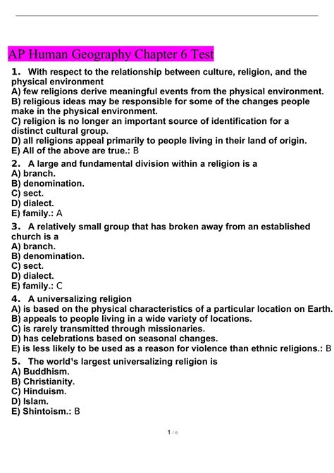 Read Chapter 6 Human Geography Test 
