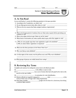 Full Download Chapter 6 Section 2 Guided Reading And Review Voter Qualifications 