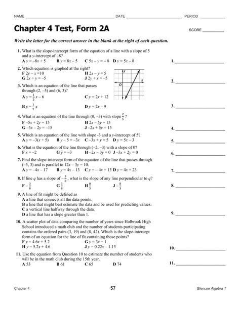 Read Online Chapter 6 Test Form 2A Glencoe Algebra 2 