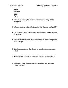 Read Online Chapter 6 The Great Gatsby Questions Answers 