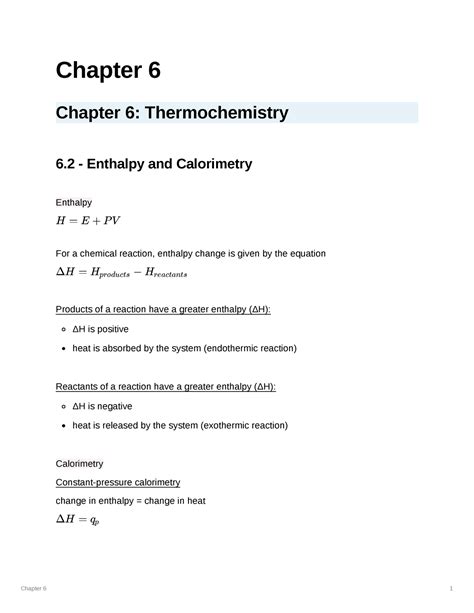 Read Online Chapter 6 Thermochemistry Test 
