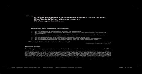 Read Chapter 7 Evaluating Information Validity Reliability 