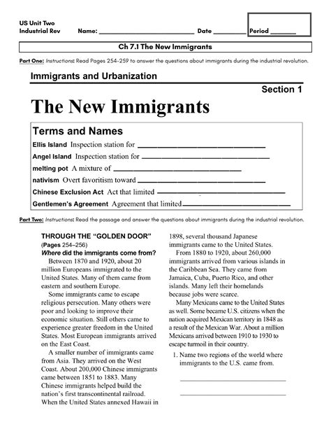Read Chapter 7 Section 1 The New Immigrants Answers 