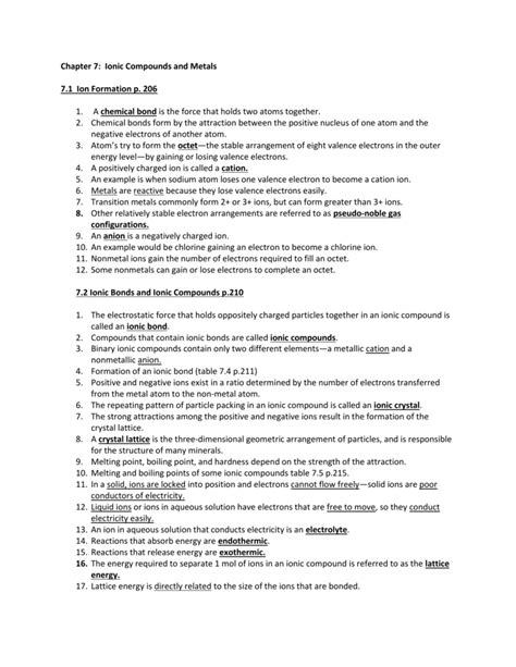 Full Download Chapter 7 Study Guide Ionic Compounds And Metals 