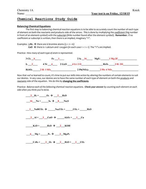 Download Chapter 8 Chemical Equations Reactions Worksheet Answers 