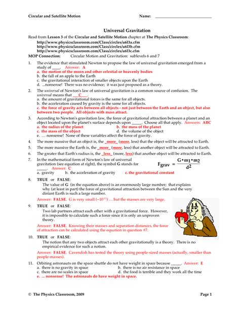 Read Online Chapter 8 Study Guide Universal Gravitation Answers 