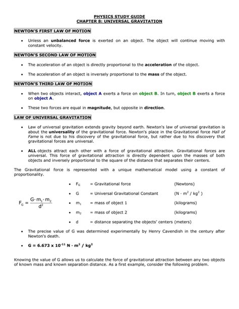 Read Online Chapter 8 Study Guide Universal Gravitation Answers 