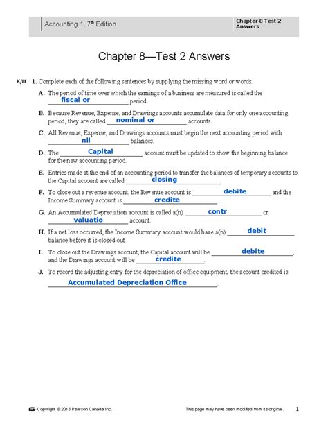 Read Chapter 8 Test A Accounting Answers 