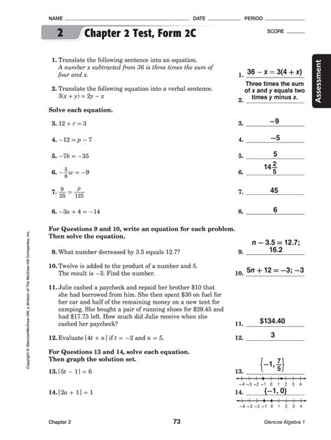 Full Download Chapter 8 Test Form 2C Answers Algebra 1 