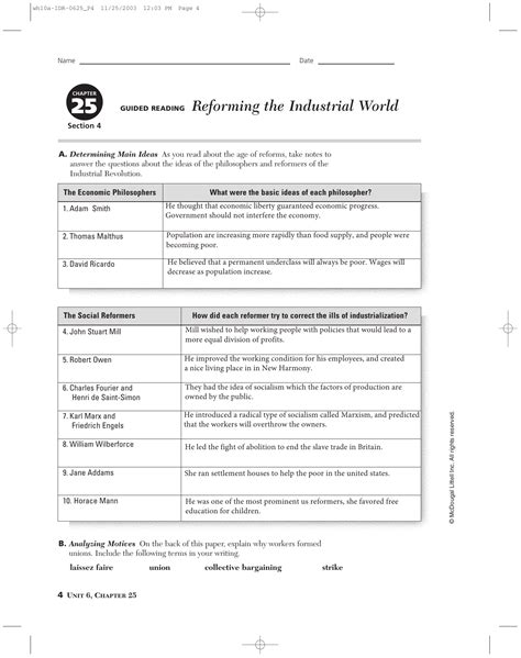 Read Online Chapter 9 Section 4 Guided Reading Reforming The Industrial World Answers 