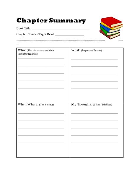 Read Chapter Book Summary Template 
